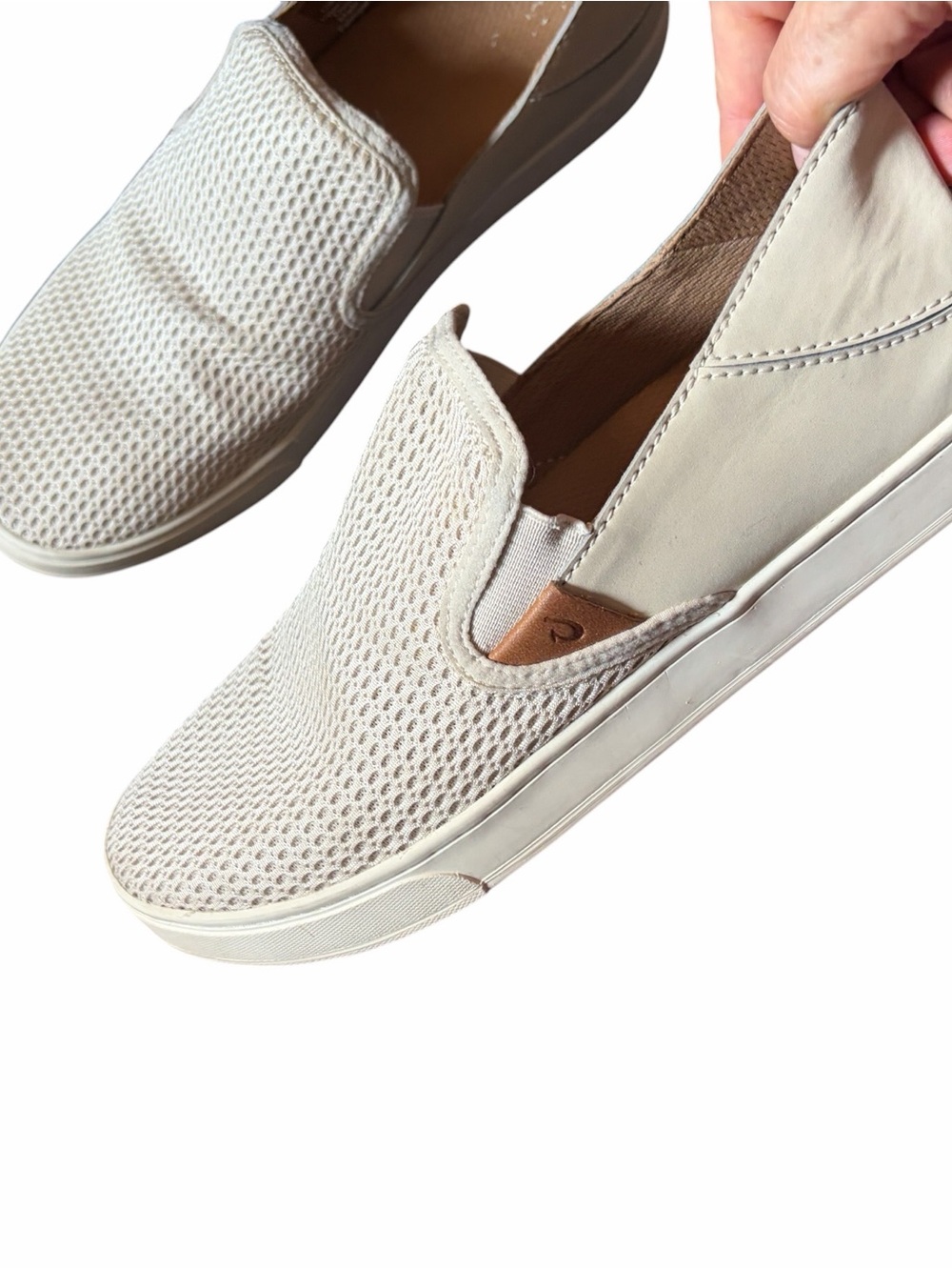 Women’s Slip-On Knit Sneakers in Light Cream by